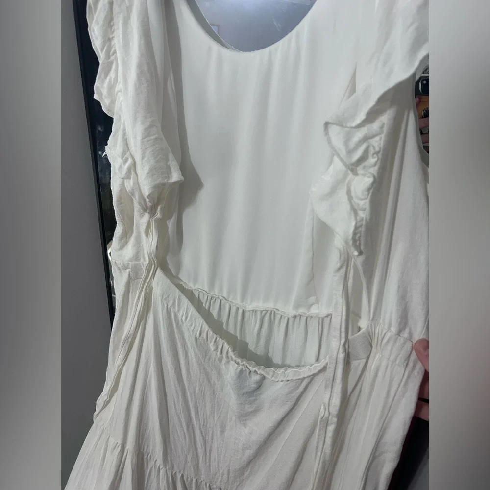 CeCe White Ruffle Sleeve Maxi Dress sz XL - Picture 10 of 11